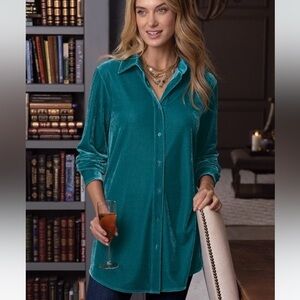 Soft Surroundings Velvet Boyfriend Tunic Shirt